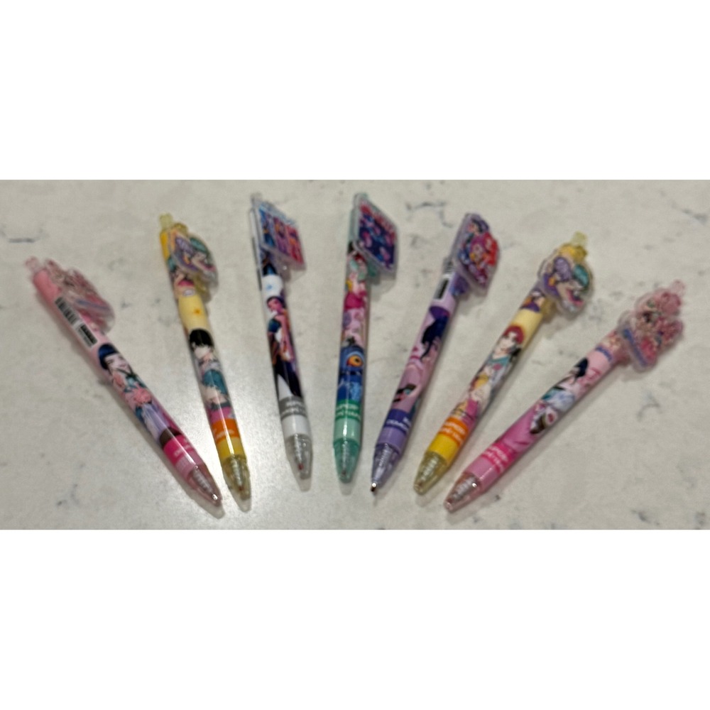 Anime Character Demon Hunter Pens Set‎ of 7 Kawaii Cute Drawing Writing